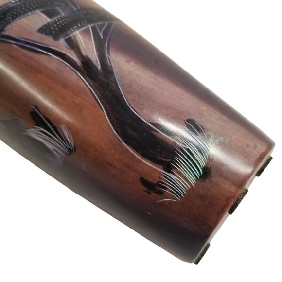 Stone Vase Hand Carved African Alabaster SIGNED Etched Scenes Gazelle Animal VTG - Picture 13 of 16